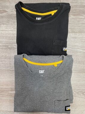 Bundle of Two CAT Caterpillar Workwear Pocket Tee Long Sleeve T-shirts XXL
